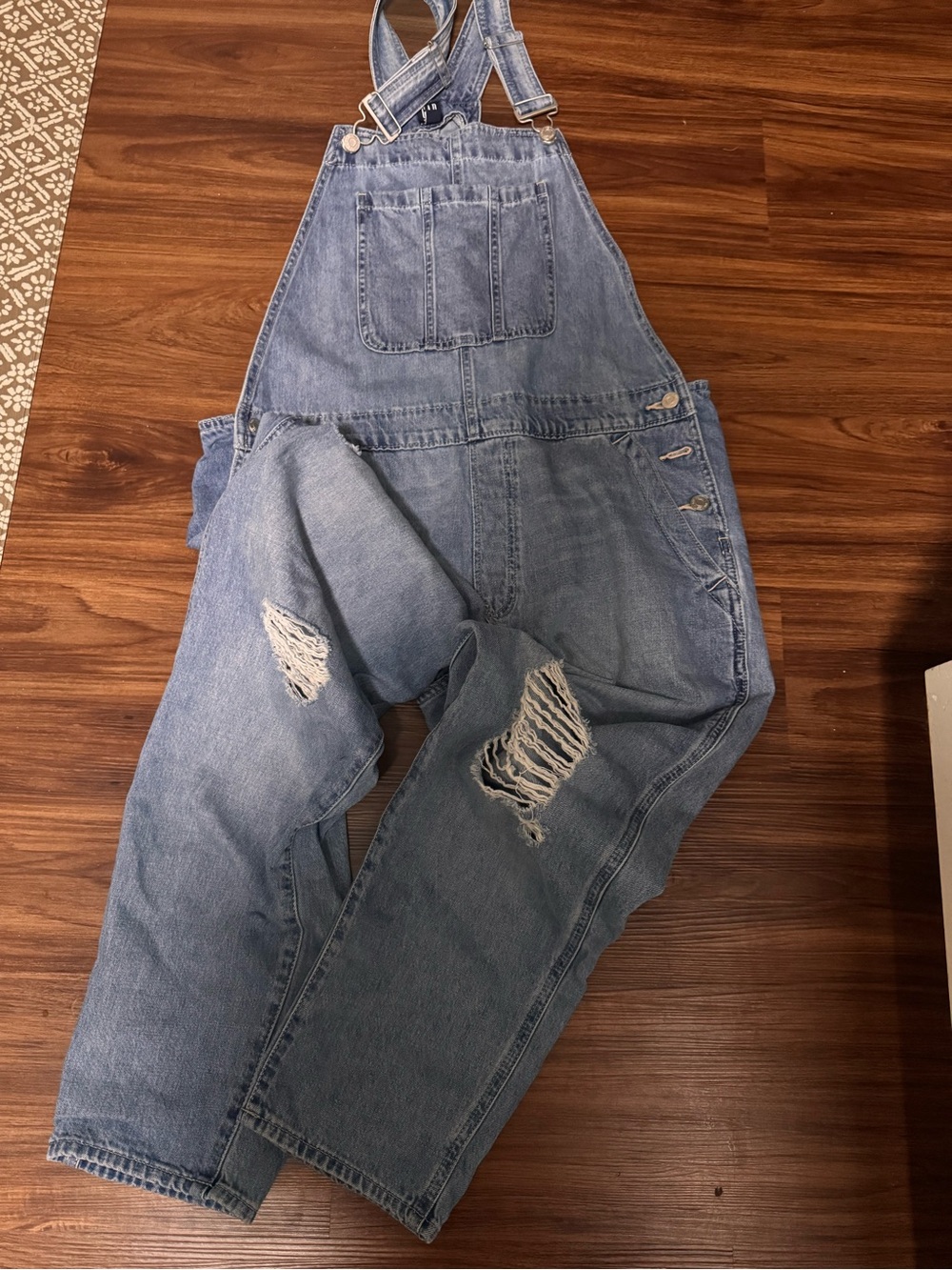 GAP Light Blue Distressed Denim Overalls for women